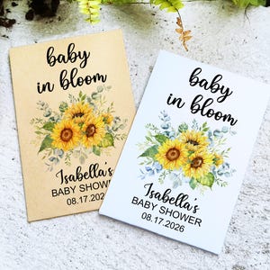 Sunflower Seed Packets Custom Baby Shower Favors for Guests in Bulk Baby in Bloom Baby Shower Seed Envelopes Baby is Blooming Party Favors