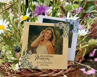 Bulk Personalized Seed Packets with Picture Funeral Favors for Guest Memorial Wildflower Seed Packets Celebration of Life Favors Grief Favor