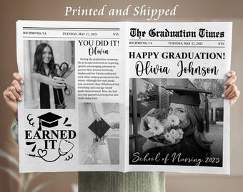 2025 Nurse Graduation Newspaper Printed and Shipped, Editable Flower Wrap Newspaper For Nursing School Graduate, RN College Graduation Gifts