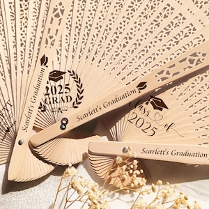 Custom Graduation Program Hand Fans, Personalized Party Favor for Graduations, Bulk Graduation Gifts, Class of 2025 Congratulations Grad Fan