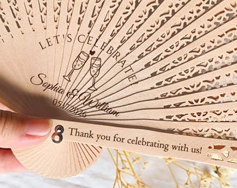 Champagne Engraved Fans, Personalized Wedding Favors, Wedding Ceremony Fans, Custom Hand Fan,Wedding Favors bulk, Wedding Fans,Wedding gifts