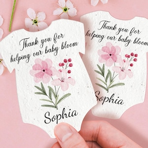 Infant Bodysuit Shape Thank You Baby Blooms Seed Paper Wildflower Seed Paper Personalized Seed Paper Baby Shower Favors Seed Paper Gift Tag