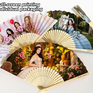 Custom Photo Birthday Fan Favor/Personalized Coloured Paper Fans/Custom Fan for Birthday, Wedding,Baby Shower/Bulk Party Fans/Mis Quince Fan