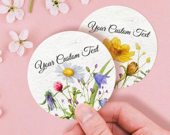 Personalized Seed Paper Bulk Plantable Round Shapes Thank you Wedding Favor Seed Paper 2.5 in Personalized Gift Labels Wildflower Seed Paper
