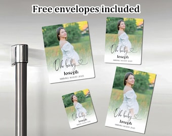 Baby Shower Gift Magnet with Photo, Baby Shower Favors, Personalized Baptism Magnet, Customized Baby Shower Gifts, Oh Baby Fridge Magnets