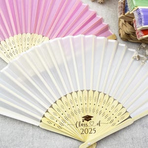 Bulk Graduation Party Fans/Personalized Fan Gift for Graduation/Graduation Fabric Cloth Fan/Custom Senior Grad Hand Fan Favors/Class of 2025