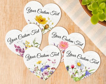 カスタマイズされたパーソナライズされたシードペーパー/ハート形の野生の花のシードペーパー/ゲスト用の大量の植え付け可能なシードペーパーハート/結婚式の感謝の贈り物/2.5インチ