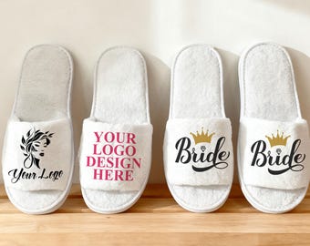 Custom Spa Slipper/Personalized Disposable Logo Slipper for Corporate, Event Giveaways/Fluffy Slippers for Bridesmaid, Hammam, Hotel, Airbnb