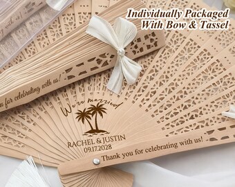 Custom Wedding Fan Favors, Wedding Folding Fans, Wedding Ceremony Fans, Rustic Favor Hand Fan, Wedding Favor for Guests in Bulk, Summer Fans