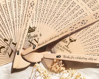 Bulk Personalized Fans Birthday Favor/A Tini Bit Older Martini Birthday Fans/Birthday Party Favor/Fan Mis Quince Años Fan/Birthday Hand Fans
