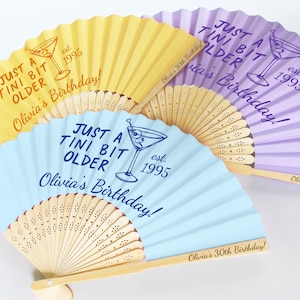 Personalized Fans for Birthday, Bulk Custom Birthday Party Favor, Birthday Folding Fans, Birthday Gift, A Tini Bit Older Birthday Favor Fan