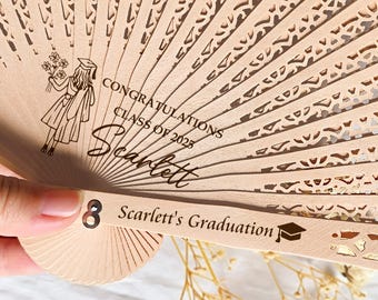 Graduation Fans, Class of 2025, Personalized Wood Fan for Graduate, 2025 Grads Custom Graduation Fans, Graduation Party Fan Favors in Bulk