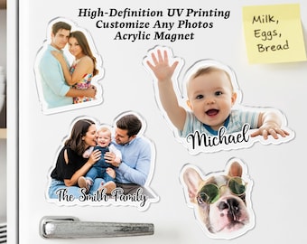 Magneti con foto in acrilico personalizzati/Magneti da frigorifero con ritratto/Regali di Natale con foto di famiglia/Magneti con ritratto di cane personalizzato/Regali personalizzati