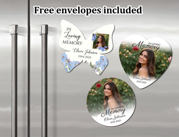 Personalized Memorial Fridge Magnets with Photo, In Loving Memory Magnets, Bulk Custom Magnets Favors for Funeral, Celebration of Life Gift