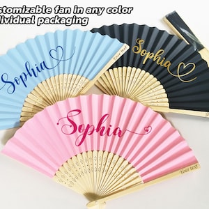 Custom Folding Fans for Business, Wedding, Event or Party Favors/Custom Business Logo Hand Fans/Personalized Fans with Text & Color Options