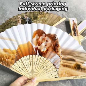 Custom Folding Hand Fan with Photo/Personalized Fan for Quinceañera, Wedding, Bachelorette, Bridesmaid or Birthday Gifts/Custom Party Favors