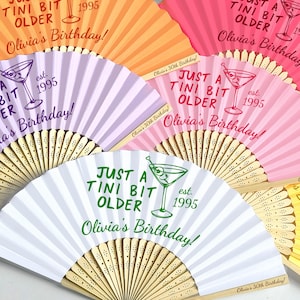 A Tini Bit Older Birthday Favor Fan Bulk Personalized Fans Birthday Party Custom Martini Birthday Gift Colored Paper Fans Custom Folding Fan