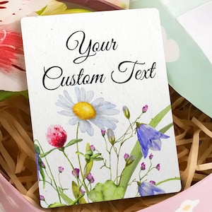 Custom Personalized Seed Paper Gift Tag | Plantable Seed Papers with Wildflower Seeds | Thank you Favour for Weddings or Events | 3&quot; x 4&quot;