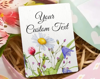 Custom Personalized Seed Paper Gift Tag | Plantable Seed Papers with Wildflower Seeds | Thank you Favour for Weddings or Events | 3" x 4"