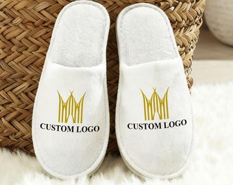 Personalized Spa Slipper, Custom Logo Disposable Slippers, Bulk Personalized Slippers for Spa/Hotel/Airbnb/Wedding Gift, Gift for Bridesmaid