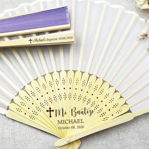 Bulk Baptism Cloth Fabric Fans Custom Baptism Favour Fans Personalized Hand Fans for Guests Mi Bautizo Favors Summer Fans for Church Event