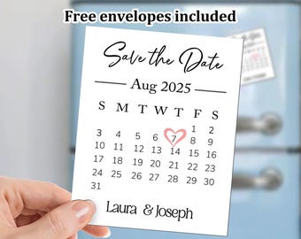 Calendar Save the Date Magnet, Wedding Gift, Save the Date Cards with Magnet, Personalized Magnets for Wedding, Wedding Invitation Magnet