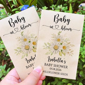 Personalized Seed Packets Seeds Included Baby Shower Favors for Guests in Bulk Baby in Bloom Baby Shower Seed Favors Baby is Blooming Favors
