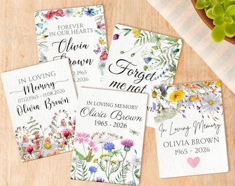 Carta di semi personalizzata all'ingrosso per funerali/Carta di semi di fiori di campo personalizzata per gli ospiti/Bomboniere commemorative con semi in amorevole memoria/Celebrazione della vita