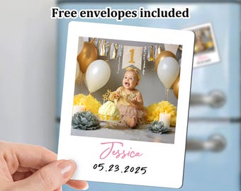 Personalized Magnet Photo for Birthday/Birthday Magnet Favor Photo Magnet/Bulk Personalized First Birthday Fridge Magnet/Birthday Party Gift
