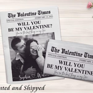 Custom Valentines Day Newspaper, Cupid Valentine Newspaper, Valentines Day Gift, Large Newspaper for Photography, Will You Be My Valentines