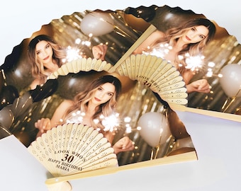 Custom Birthday Fan Favors/Birthday Folding Fans/Birthday Photo Fans/Rustic Favor Hand Fan for Guest/Bulk Custom Party Favors/Look Who's 30
