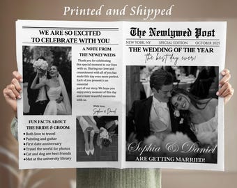 Large Newspaper Wedding Announcement Newspapers, Printed and Shipped Wedding Newspaper Template, Wedding Ceremony Newspaper For Photography