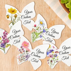 Custom Personalized Seed Paper Butterfly - Bulk Plantable Seed Papers - Thank you Wedding Favors - Custom Wildflower Seed Paper - 3&quot; x 2.8&quot;