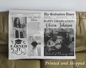 Custom Newspaper Nursing School Graduation Gift, New Nurse Gifts, Graduation Gift for Nurse, Bulk Graduation Gifts, 2025 College Grad Card