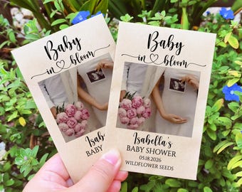 Bulk Wildflower Seed Packet Baby Shower Favors/Baby in Bloom/For Guest in Bulk/Seed Favors for Boy Girl or Gender Neutral/Photo Seed Packets
