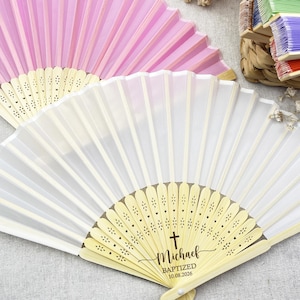 Mi Bautizo 扇子の記念品/洗礼用布扇子の記念品/初聖体拝領の記念品/赤ちゃんの洗礼の記念品/洗礼用手扇子の記念品