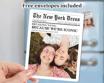 Newspaper Friendship Fridge Magnet/Custom Best Friend Magnet/Custom Photo Portrait Fridge Magnet/Gift for Friend/Best Friend Gift/BFF Magnet