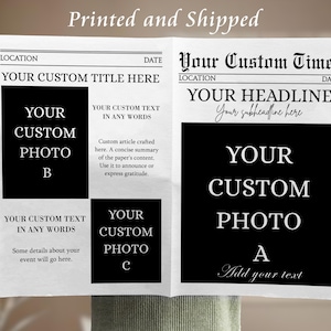 CUSTOM Photo Newspaper Printed and Shipped, Custom Wedding Newspaper, Printable Invitation for Birthday, Business, Anniversary, Announcement