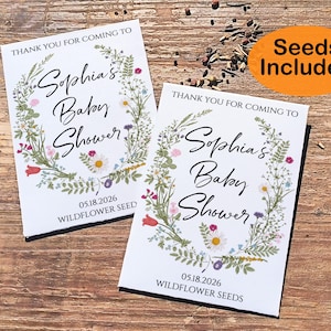 Baby In Bloom Wildflower Seed Packet Favors For Baby Shower, Personalized Baby Shower Favors Seed Packets, Birthday Flower Seed Envelopes