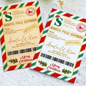 Personalised Seed Packet Santa Christmas Gift Postage Favor,  Santa Shipping Wildflower Seed Favor, North Pole Shipping Seed Packets in Bulk