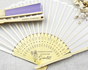 Custom Graduation Hand Fan, Personalized Fans for Graduation Party, Masters Degree Gift, Teacher Graduation Fan Favors, Congratulations Gift