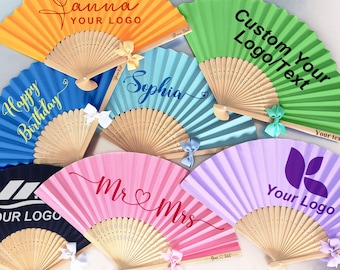 Custom Paper Hand Fan for Corporate Event, Wedding, Bridesmaids Gifts, Personalised Coloured Paper Fan, Custom Logo Folding Fan, Party Favor