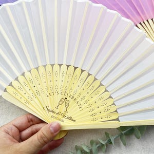 Custom Wedding White Cloth Fabric Fans/Rustic Fan Wedding Favors/Bulk Custom Wedding Hand Fan for Guests/Party Favors Fans/Engagement Gifts