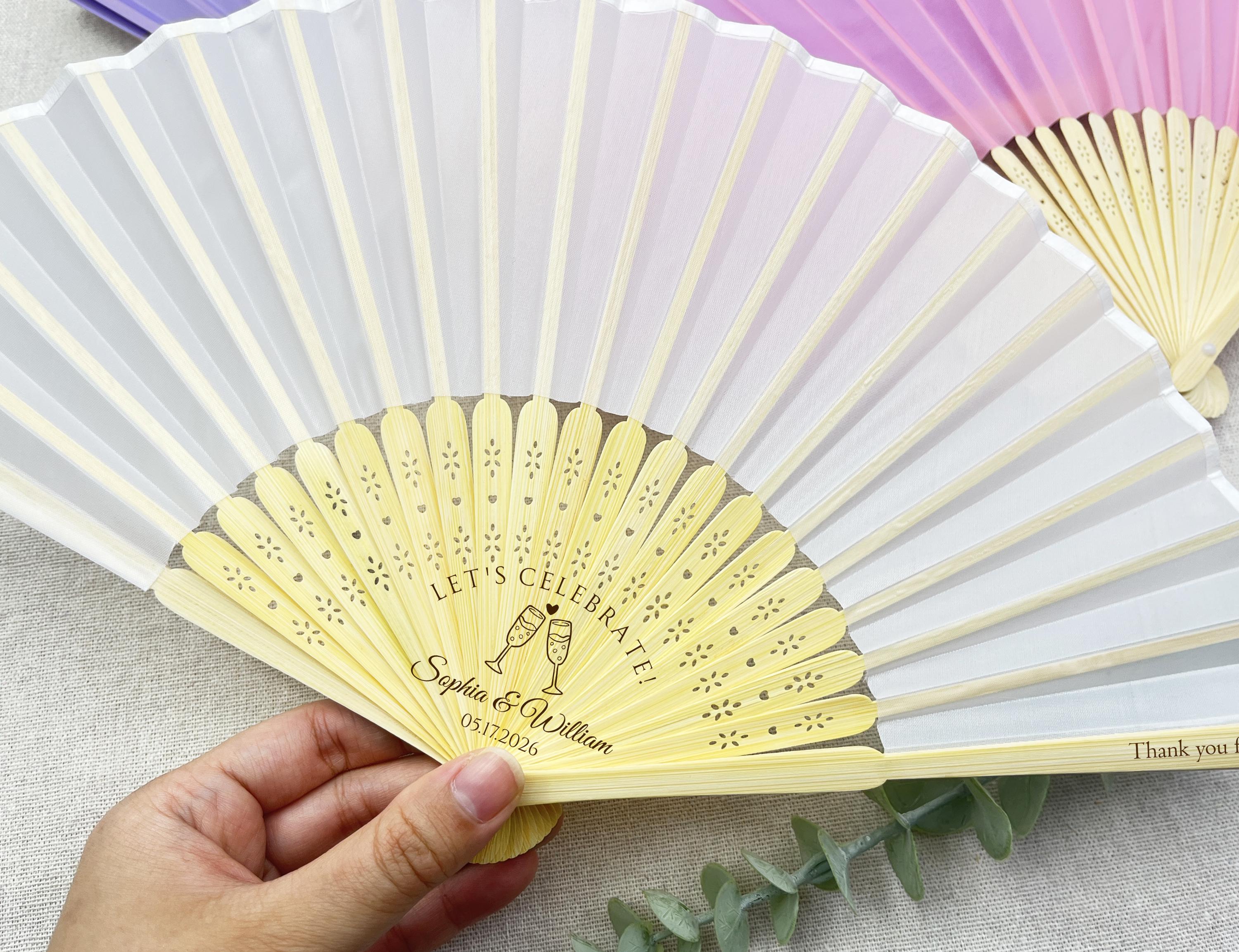 Bulk Personalized Wedding Cloth Fans/Rustic Fan Wedding Favors/Custom Wedding Hand Fan/Party Fan/Engagement Gifts/Thank You Wedding Favors