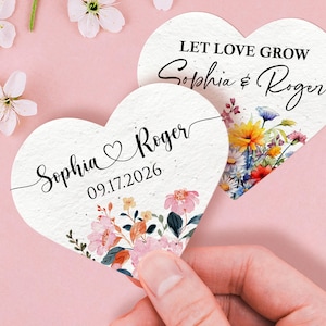 Wildflower Seed Paper Favors for Wedding Bulk Plantable Hearts Shape Thank you Wedding Favors for Guests Eco-friendly Gift for Bridal Shower