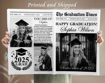 Individuell gedruckte und versandte Abschlusszeitung, Abschluss-Blumenstrauß-Verpackung, große Zeitung für Fotografie, 2025 Grad-Ankündigung