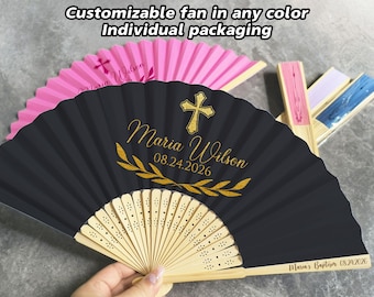 Personalized Baptism Folding Hand Fan Favor Custom Communion Favors Baptism Christening Favor for Guests Church Event Favor Mi Bautizo Favor