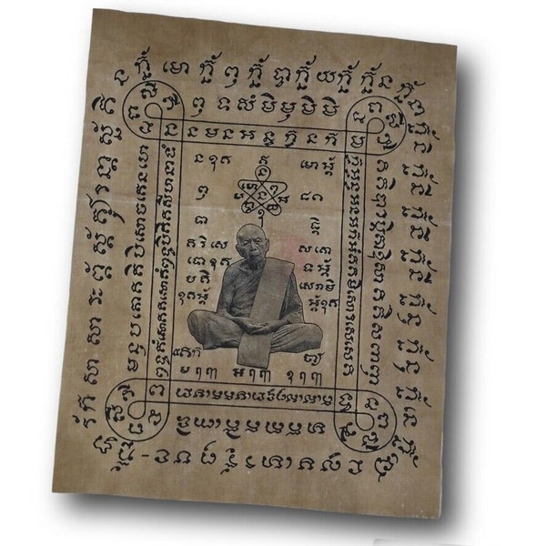 1 pièces Antique Rare Talisman tissu Yant Yantra tissu thaïlandais bouddha amulette LP.Tim Wat Lahan Rai TempleB.E.2518 prière pour obtenir le succès