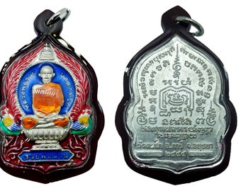 Thai Amulet Pendant Locket Lp' Tim Issarigo Wat Lahanrai Temple Rayong Province Talisman Thai Buddha Luck and Success