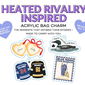 Charm para bolso acrílico "Acalorada rivalidad" / Inspirado en el romance del hockey / Regalo literario